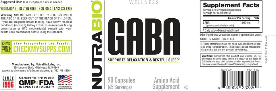 Nutrabio 100% Pure Gaba Supplement (Gamma-Aminobutyric Acid), 500Mg - May Help With Healthy Sleep And Relaxation, 90 Capsules Nutrabio 100% Pure Gaba Supplement (Gamma-Aminobutyric Acid), 500Mg - May Help With Healthy Sleep And Relaxation, 90 Capsules