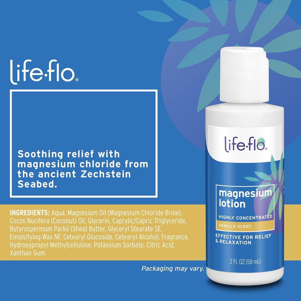 Life-Flo Magnesium Lotion W/Concentrated Magnesium Chloride | Calms & Rejuvenates Muscles & Mind | Vanilla Scent (2 Oz)2 Ounce