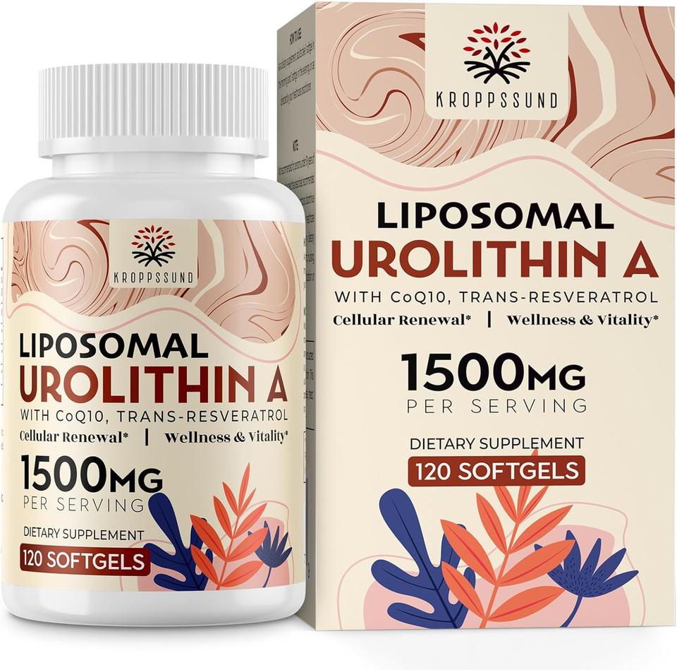 Liposomal Urolithin A Supplement 1500 Mg + Coq10 + Trans-Resveratrol, Premium Cellular Energy Regeneration, Optimal Mitochondrial Function, Antioxidants  120 Softgels