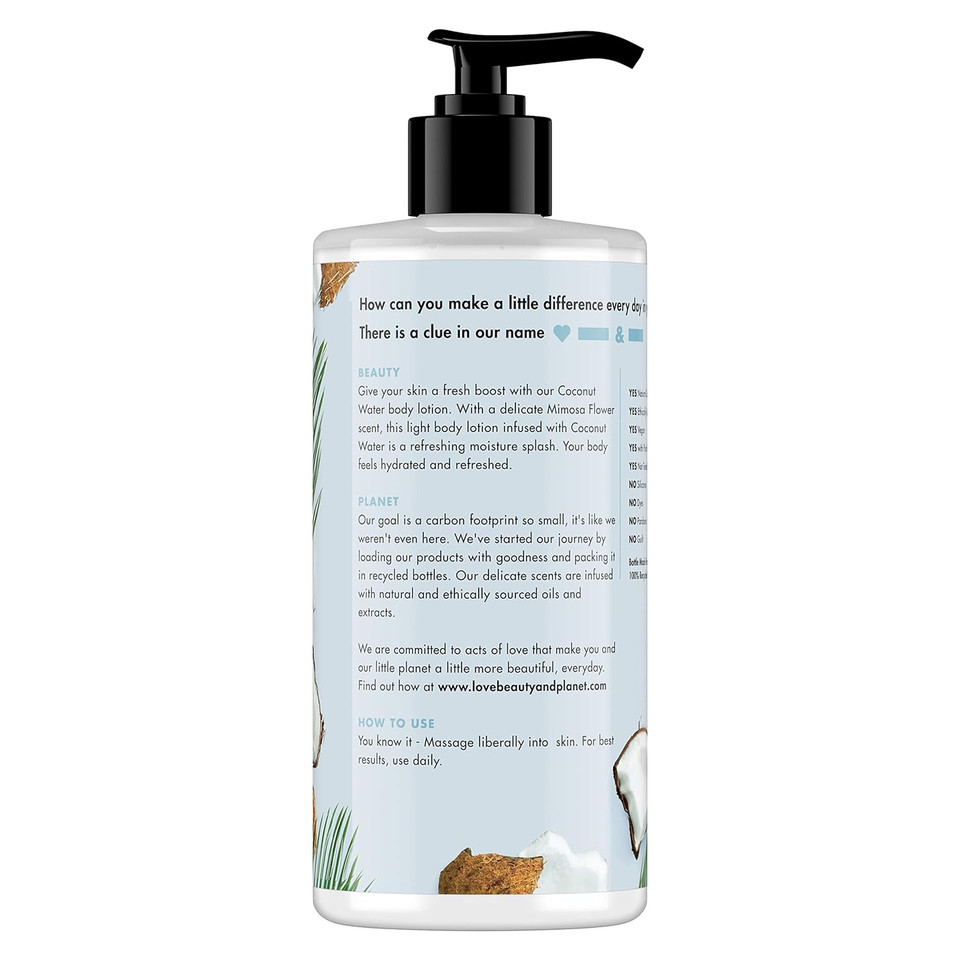 Love Beauty & Planet Luscious Hydration Body Lotion Coconut Water And Mimosa Flower 13.5 Oz (Pack Of 1)