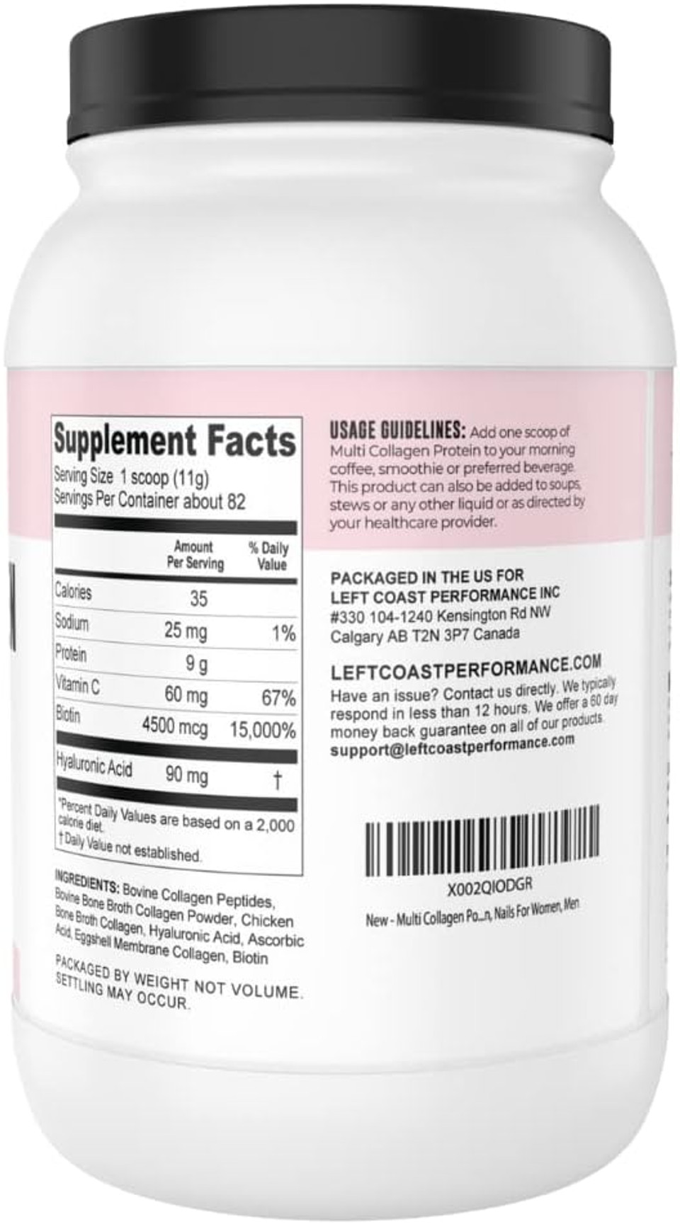 Multi Collagen Powder With Biotin, Hyaluronic Acid, Vitamin C (2Lb Value Size) | Hydrolyzed Collagen Supplement (Types I, Ii, Iii, V, X). Hair, Skin, Nails For Women, Men