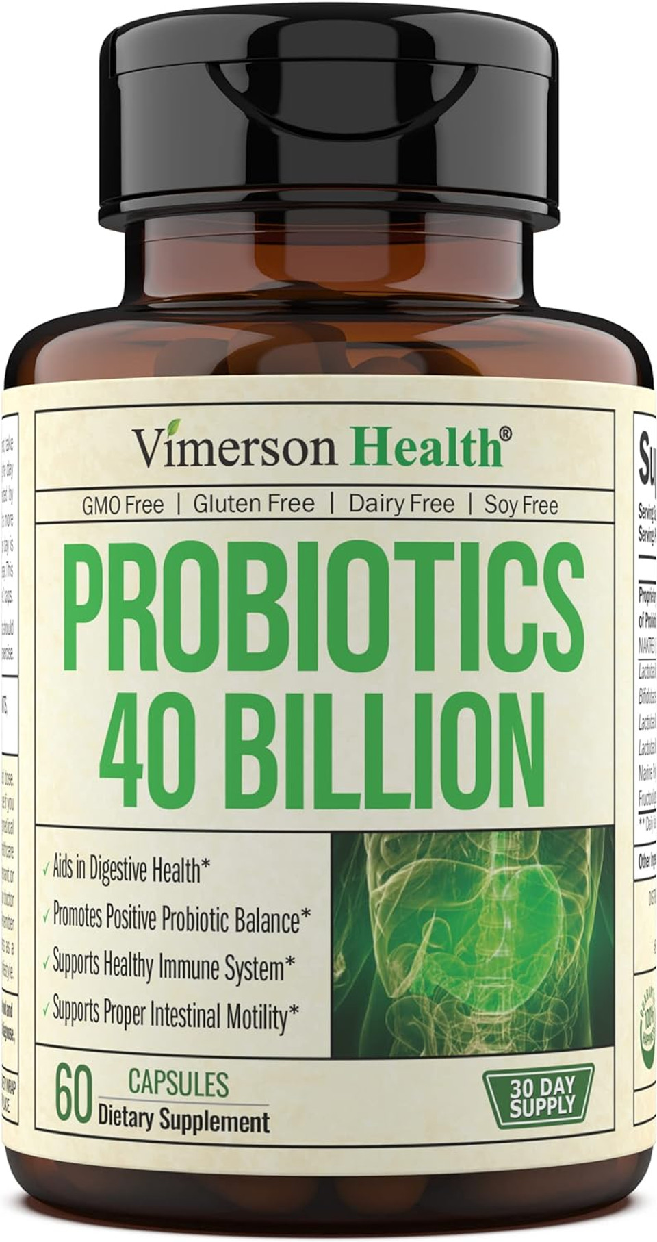 Probiotic 40 Billion Cfu - Bifidus Probiotics (Probiã£Â³Ticos) - Daily Immune Balance Probiotics For Gut & Digestive Health. Shelf Stable, Gluten, Dairy And Soy-Free Non-Gmo. Made In The Usa. 60 Capsules
