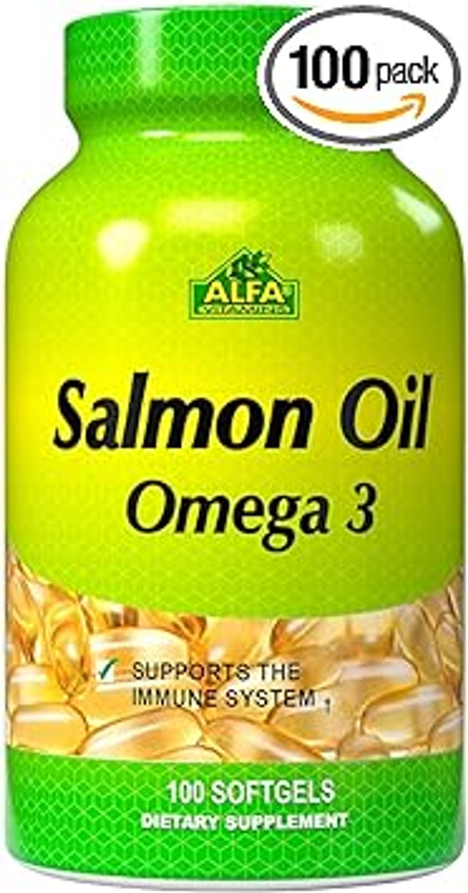 Alfa Vitamins - Salmon Oil 100 Softgels - Fish Oil - Epa - Dha - Essential Fatty Acids - 100 Softgels