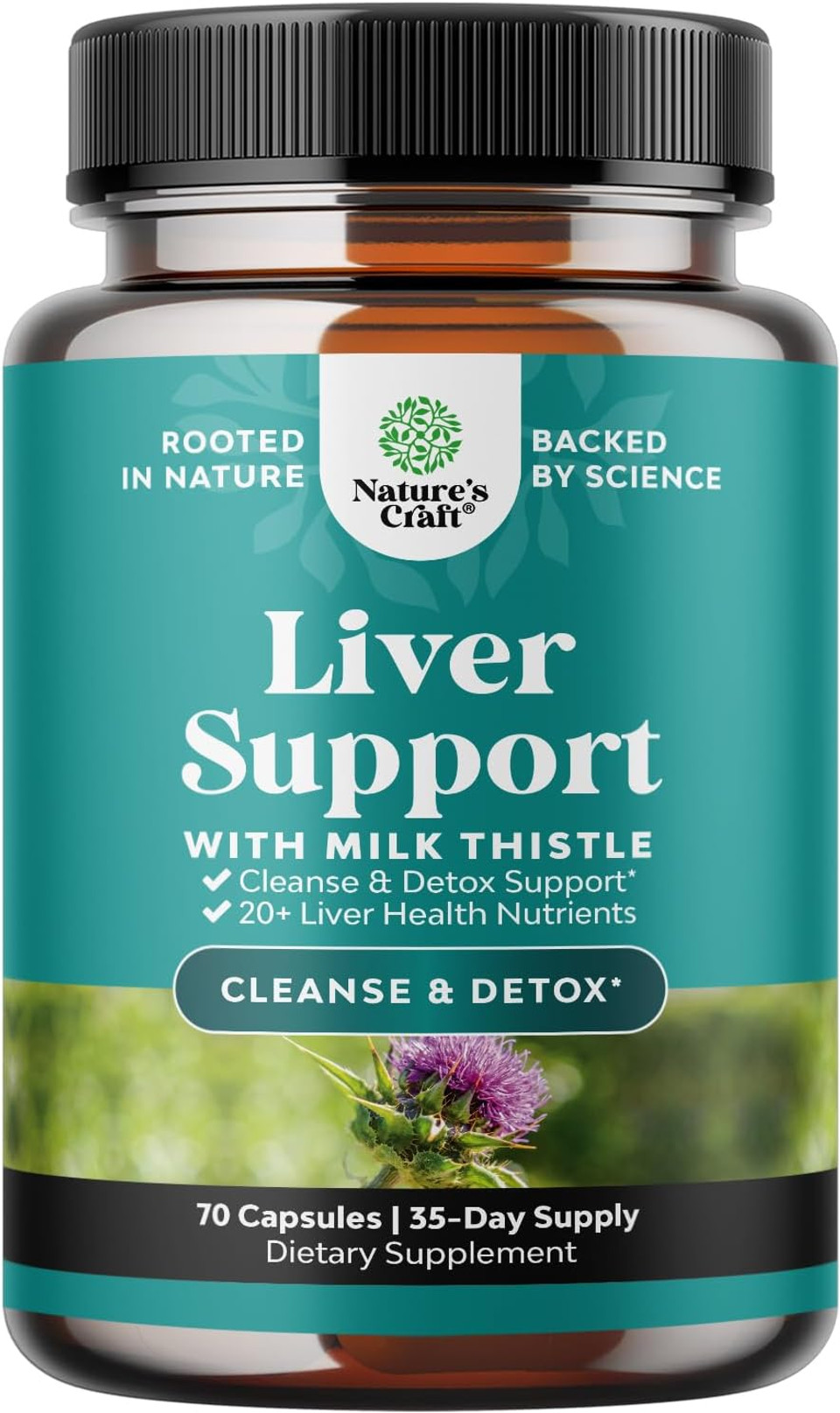 Natures Craft Liver Cleanse Detox & Repair Formula - Herbal Liver Support Supplement With Milk Thistle Dandelion & Artichoke Extract For Liver Health 70 Capsules