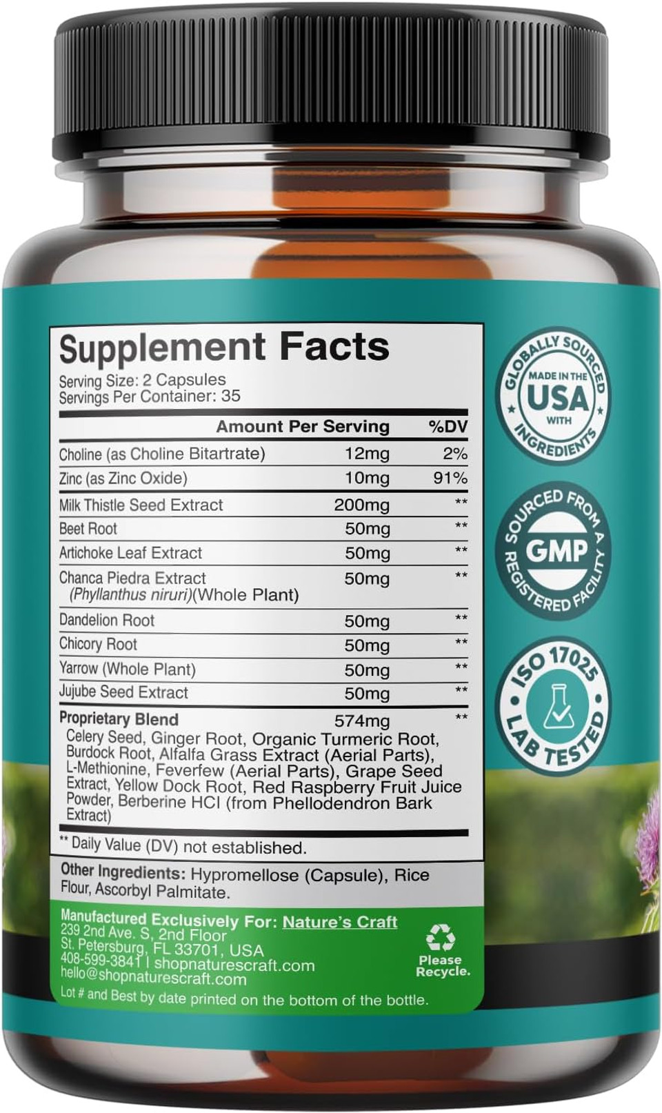 Natures Craft Liver Cleanse Detox & Repair Formula - Herbal Liver Support Supplement With Milk Thistle Dandelion & Artichoke Extract For Liver Health 70 Capsules
