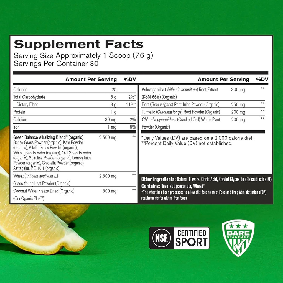 Bare Performance Nutrition, Bpn Strong Greens Superfood Powder, Improved Digestion, Increased Energy, Immune System Support, Pineapple Coconut