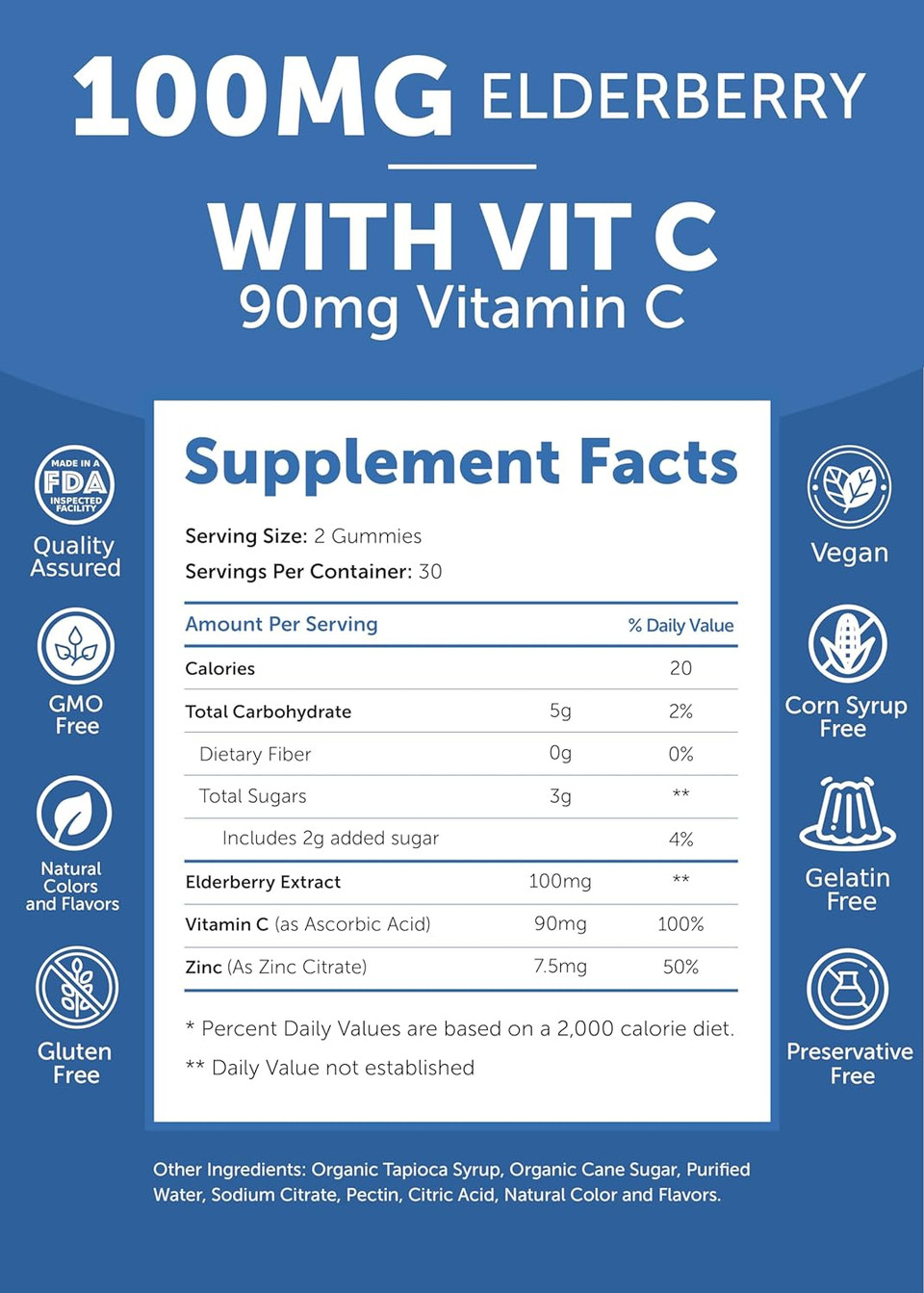 Lunakai Sambucus Elderberry Gummies With Zinc & Vitamin C For Adults & Kids - 100Mg Black Elderberry Immune Support Supplement - Vegan, Non-Gmo, No Corn Syrup, Elderberry Vitamins - 60 Gummies