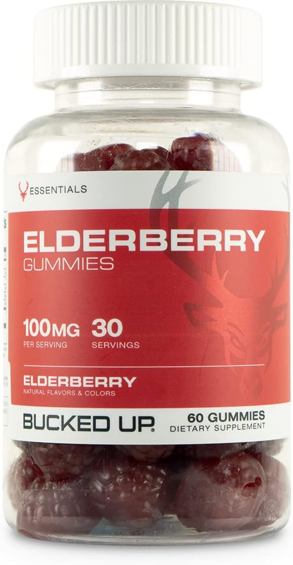 Bucked Up Elderberry Gummies with Zinc and Vitamin C 100mg, 60 Gummies - Essentials