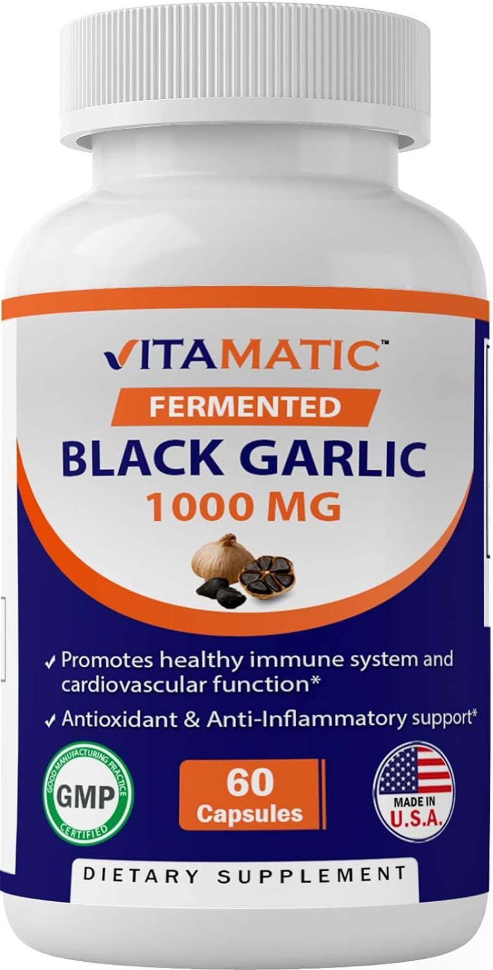 Vitamatic 3 Pack Fermented Black Garlic Extract 1000 Mg 60 Capsules - Non-Gmo, Gluten Free - Antioxidant And Cholesterol Support (Total 180 Capsules)