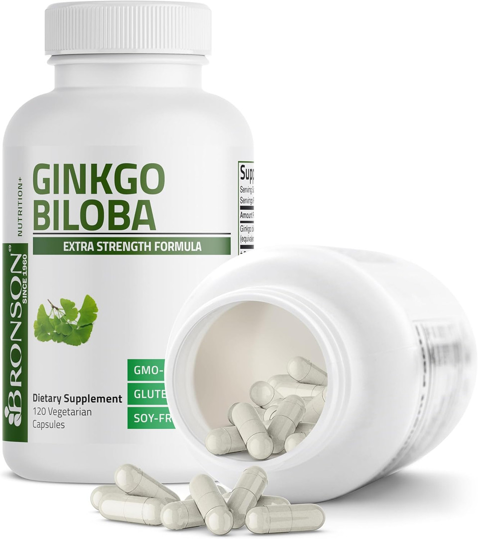 Bronson Ginkgo Biloba Extra Supports Brain Function & Memory Support, 120 Vegetarian Capsules