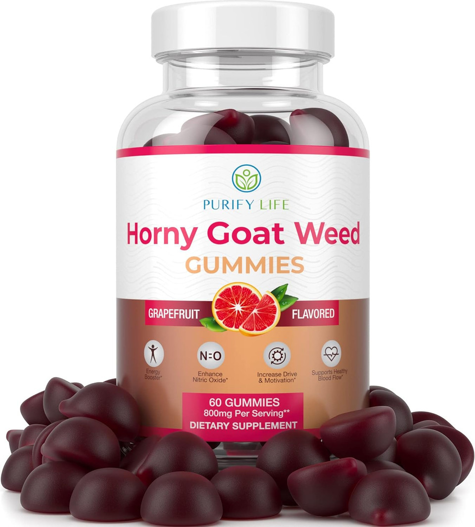 Potent Horny Goat Weed Gummies (60Ct 800Mg) Horny Goat Weed For Men & Women Epimedium Extract Natural Grapefruit Flavor Chew [Upgraded Gummies] 60Ct