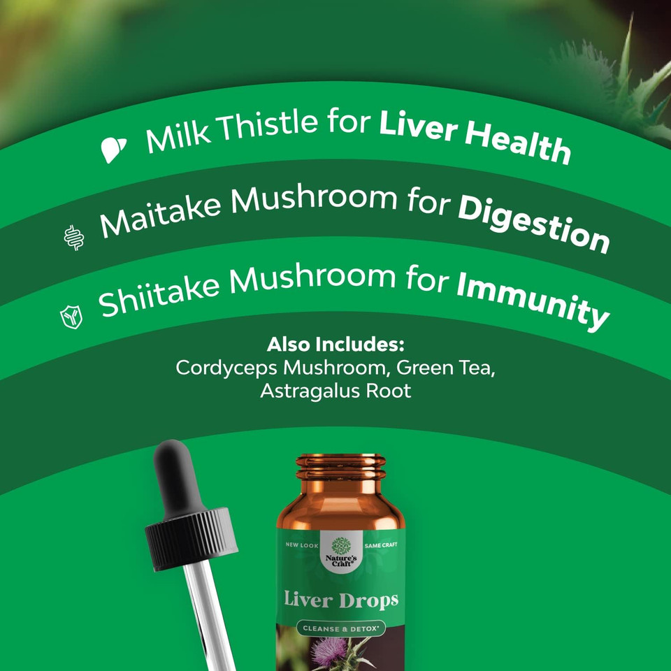 Liver Support Milk Thistle Tincture - Herbal Milk Thistle Liquid Blend With Astragalus Root For Liver Detox Cleanse & Repair - Liver Cleanse Detox Drops With Shiitake Maitake & Cordyceps (2 Pack)
