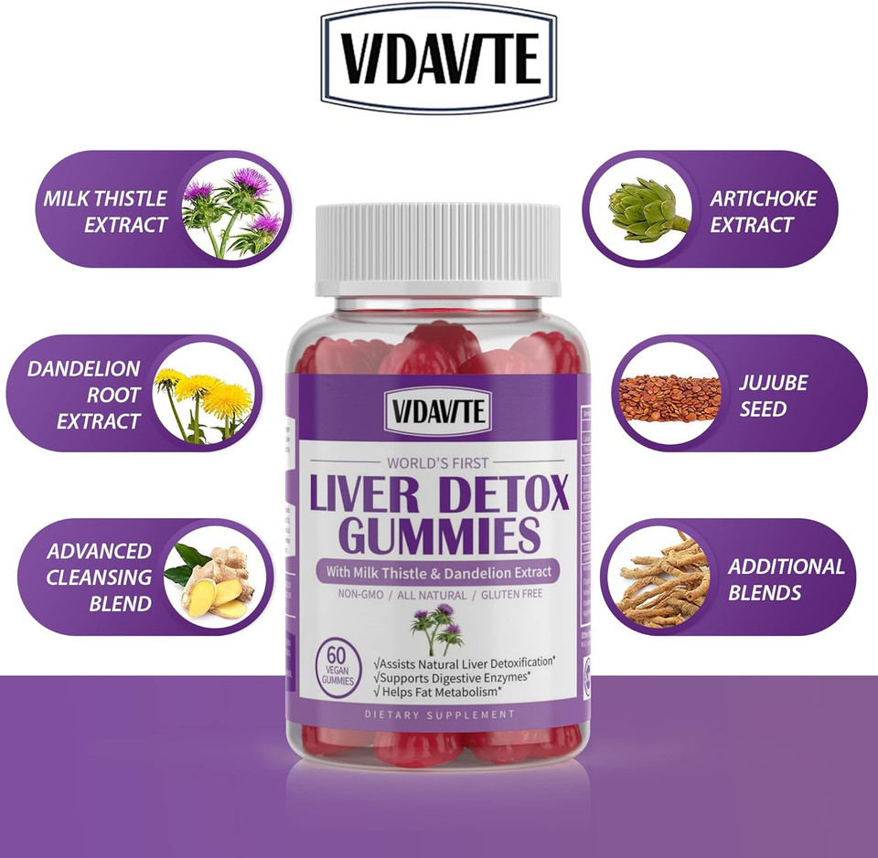 Liver Cleanse Detox & Repair Gummies  1500Mg Silymarin Milk Thistle Supplement With Artichoke Extract Liver Health Formula, And 20+ More Liver Detoxifiers For Men & Women (60 Vegan Gummies)