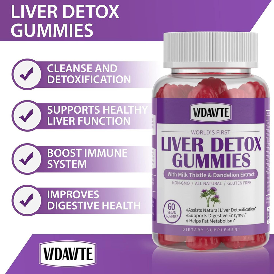 Liver Cleanse Detox & Repair Gummies  1500Mg Silymarin Milk Thistle Supplement With Artichoke Extract Liver Health Formula, And 20+ More Liver Detoxifiers For Men & Women (60 Vegan Gummies)