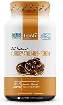 Organic Turkey Tail Mushroom Extract Supplement - High In Beta Glucans  Non-Gmo, Vegan Friendly, Gluten-Free - 90 Capsules
