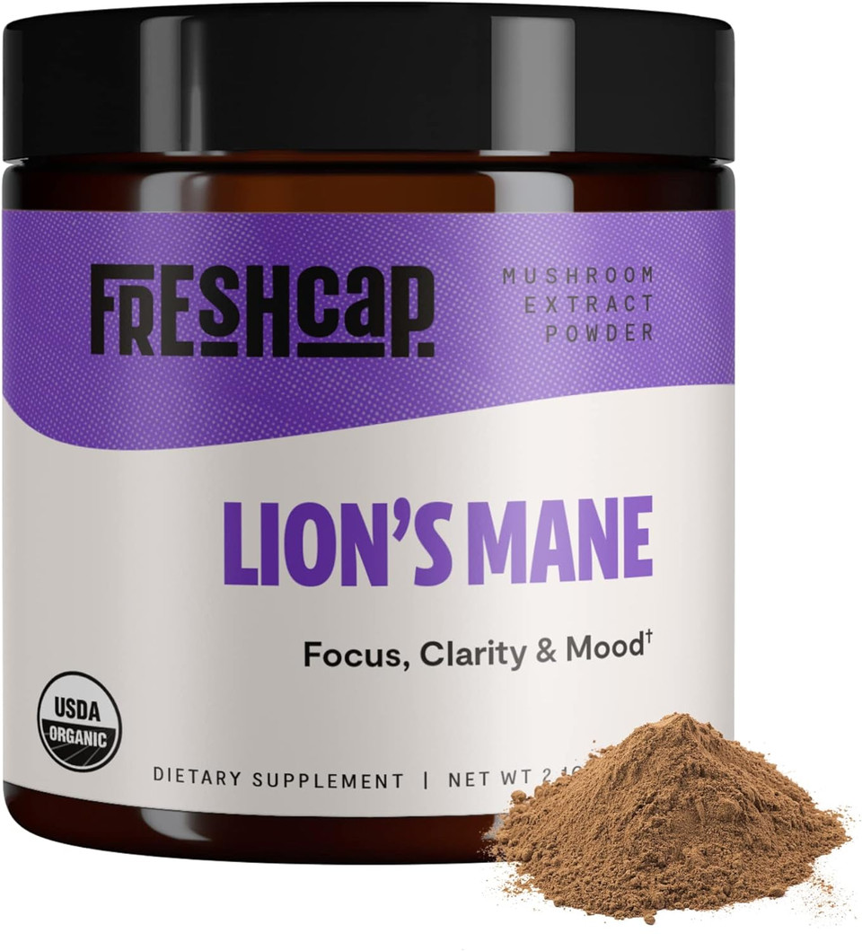 Freshcap Lions Mane Supplement Powder - Mushrooms For Memory & Immunity (60 Grams)