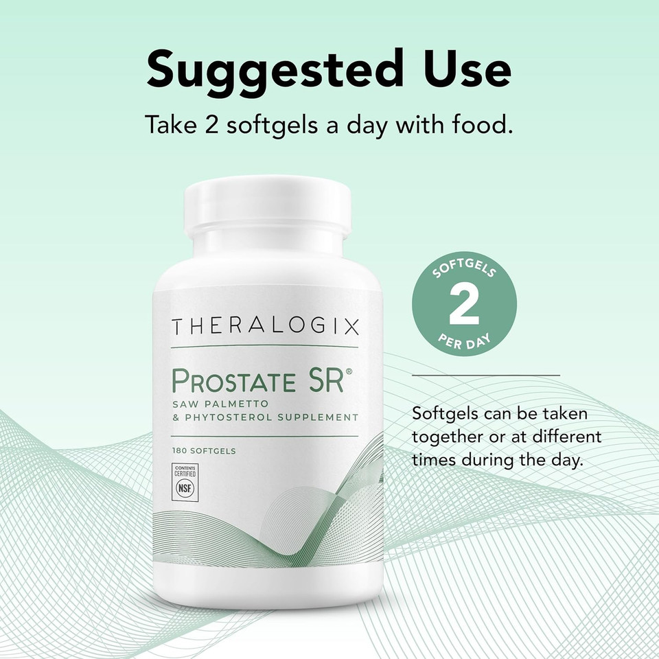 Theralogix Prostate Sr Saw Palmetto & Beta-Sitosterol Supplement - Supports Healthy Urinary Tract Function In Men* - 90-Day Supply - Nsf Certified - 180 Softgels