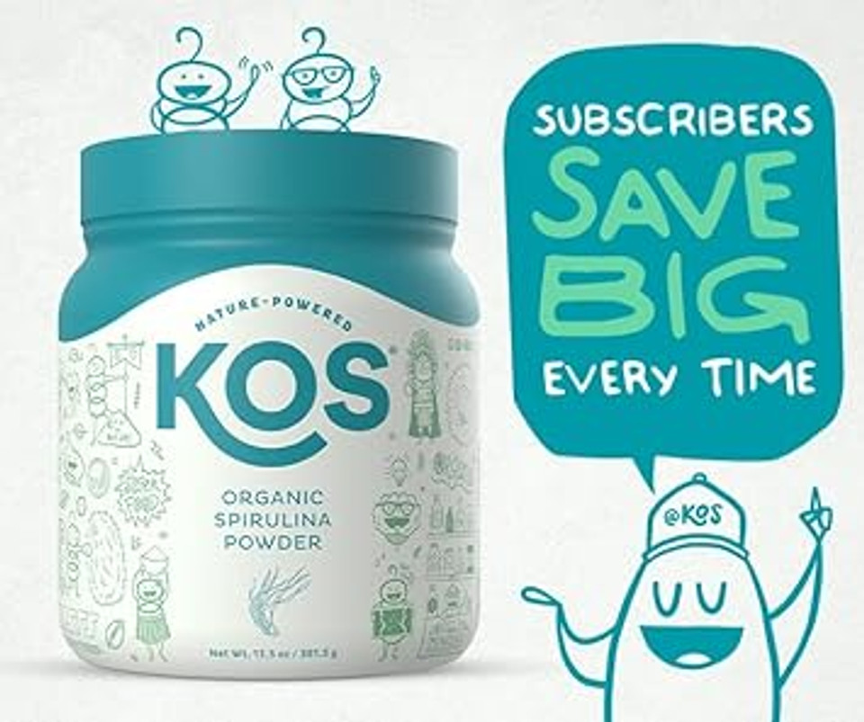 Kos Usda Organic Spirulina Powder - 100% Pure, Non-Irradiated Green Blue Superfood Powder, Plant Based Rich In Protein, Vitamins, Antioxidants & Fiber Natural Taste, 13.5Oz, 109 Servings Kos Usda Organic Spirulina Powder - 100% Pure, Non-Irradiated Green Blue Superfood Powder, Plant Based Rich In Protein, Vitamins, Antioxidants & Fiber Natural Taste, 13.5Oz, 109 Servings