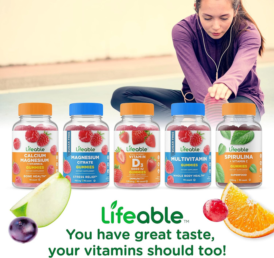 Lifeable Turmeric Curcumin With Ginger & Black Pepper Extract  2000Mg  Great Tasting Natural Flavor Gummy Vegetarian Gmo-Free Supplement  For Joint Pain Relief  90 Gummies