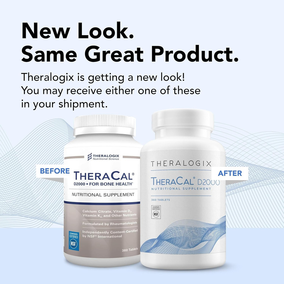Theralogix Theracal D2000 - Bone Health Support Supplement With Calcium, Magnesium, Vitamin D3, Vitamin K2 & Boron* - 90-Day Supply - Nsf Certified - 360 Tablets