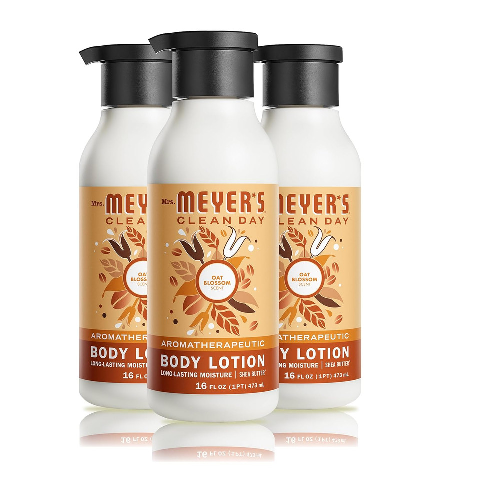 Mrs. Meyer'S Clean Day Body Lotion For Dry Skin, Non-Greasy Moisturizer Made With Essential Oils, Oat Blossom, 16 Fl. Oz - Pack Of 3