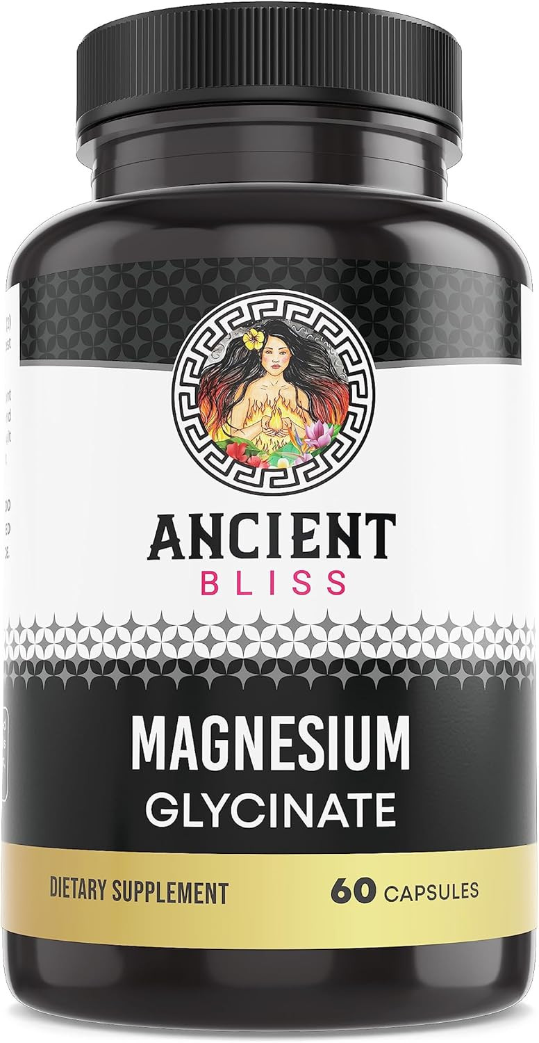 Ancient Bliss Magnesium Glycinate For Muscles & Nerves, Digestive & Immune Support Supplement, Magnesium Supplement For Women & Men (60 Capsules)