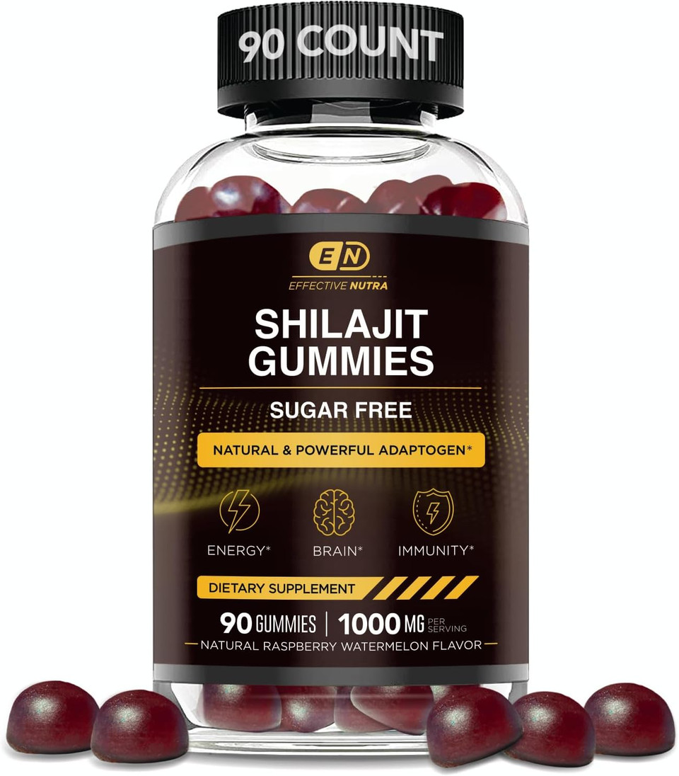 Shilajit Gummies 1000Mg Sugar Free - Pure Himalayan Shilajit Supplement For Men & Women - High In Trace Minerals & Fulvic Acid - Energy, Brain, Immunity - Natural Berry Flavor (90Ct)