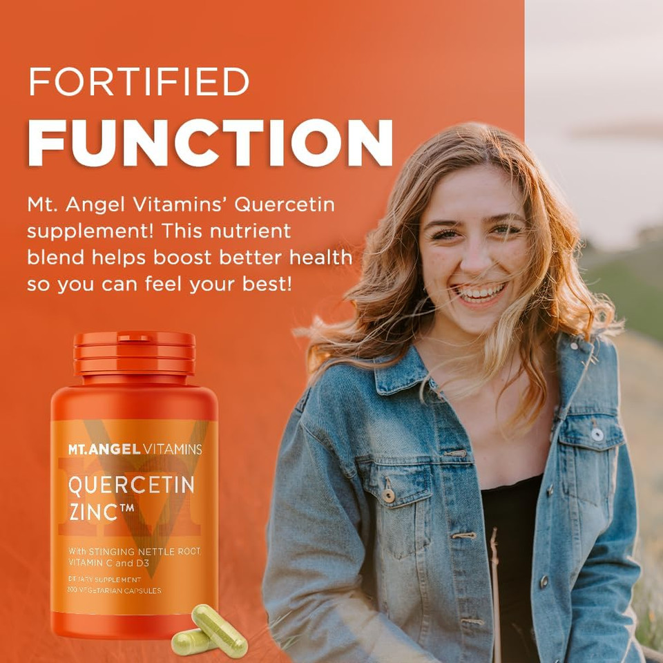 Mt. Angel Vitamins - Zinc Quercetin With Bromelain Supplement  Immune Support & Respiratory Health - Quercetin 500Mg Capsules | Zinc 50Mg | Vitamin C Capsules | Immune Booster For Adults - 300Ct