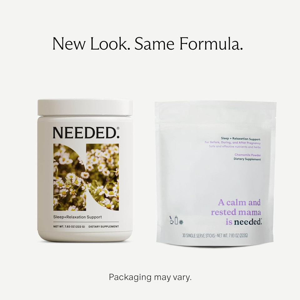 Needed. Sleep + Relaxation Support | Pregnancy Safe Sleep Product, Stress Reduction, L-Theanine, L-Glycine, Chamomile Flower Extract, Magnesium