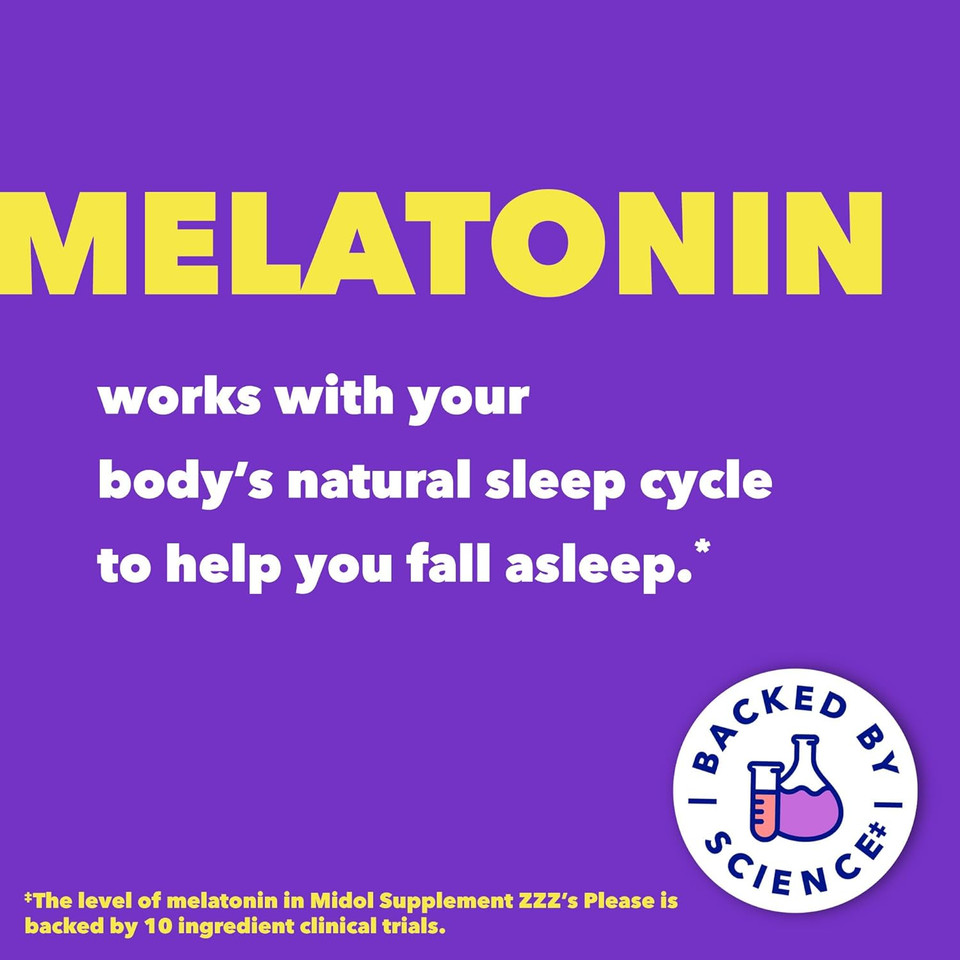 Midol Supplements ZZZs Please, 1 mg Melatonin Capsule, Sleep Supplement for Adults, Formulated with Melatonin and Passionflower, Sleep Supplements for Better Sleep, 30 Count