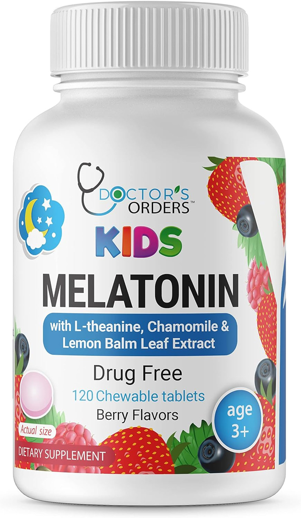 1Mg Melatonin Chewables For Kids  With L - Theanine, Chamomile & Lemon Balm  Drug Free, Vegetarian  Great Tasting Vitamin Supplement  Natural Flavor Pectin Chews  120 Count