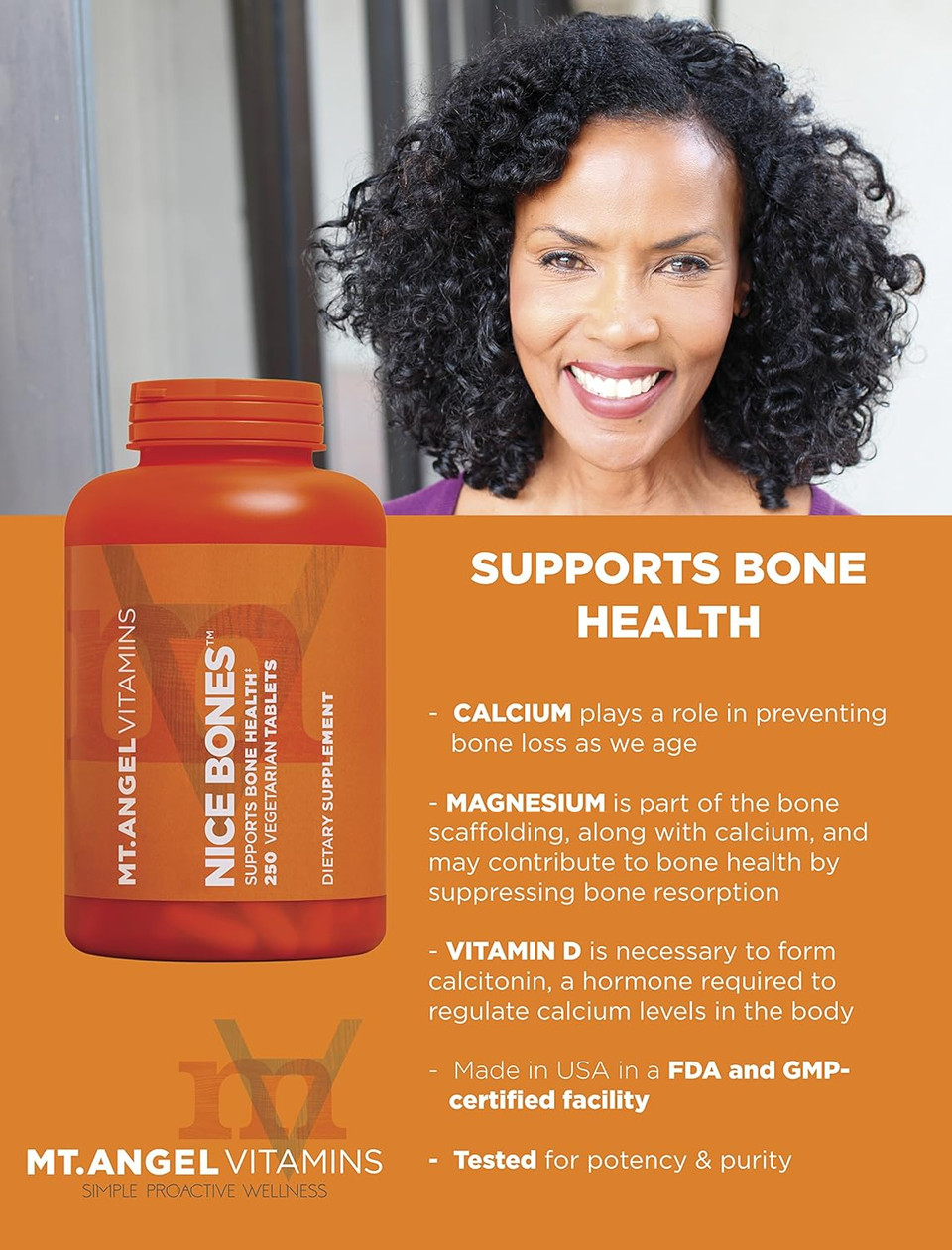 Mt. Angel Vitamins - Nice Bones, Supports Bone Health (250 Vegetarian Tablets)