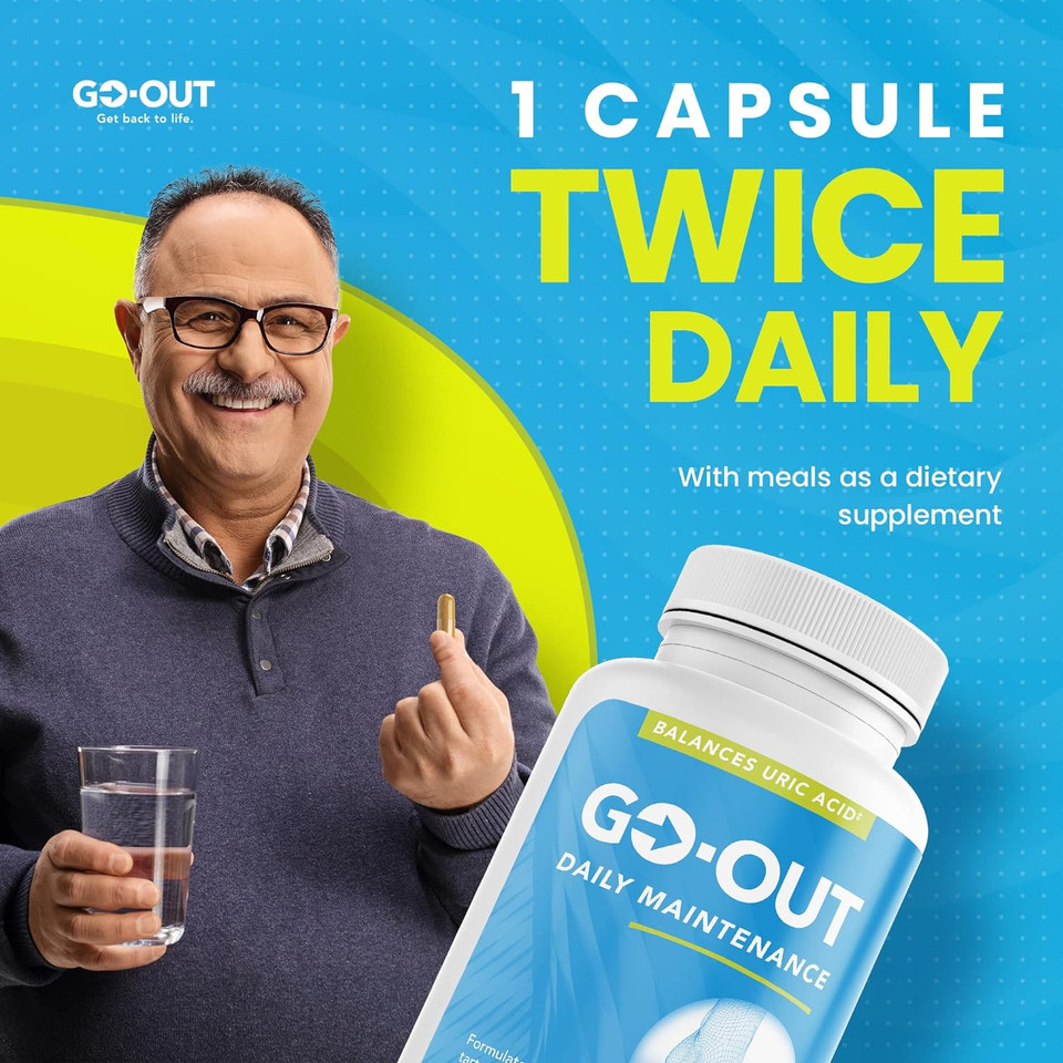 Go Out Daily Maintenance - Natural Uric Acid Support With Tart Cherry, Celery Seed, And Turmeric - Vegan, Non-Gmo, Gluten-Free Supplement For Joint Comfort And Healthy Kidney Function 90 Capsules Go Out Daily Maintenance - Natural Uric Acid Support With Tart Cherry, Celery Seed, And Turmeric - Vegan, Non-Gmo, Gluten-Free Supplement For Joint Comfort And Healthy Kidney Function 90 Capsules