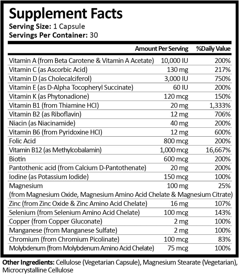 Bariatric Multivitamin | Capsule | Iron Free | 30 Count