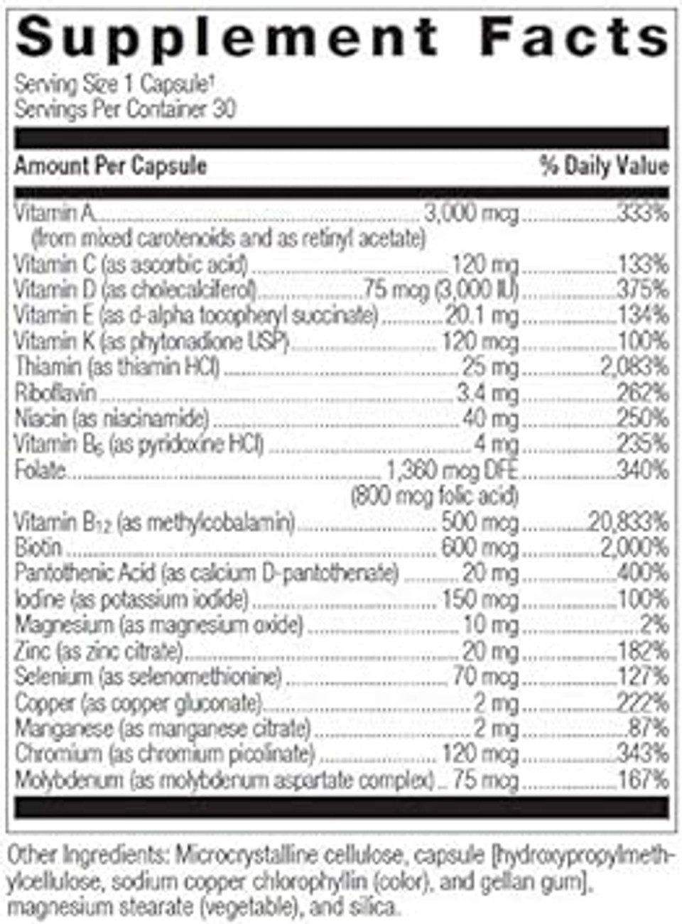 Bariatric Advantage Ultra Solo Without Iron Daily Multivitamin For Gastric Bypass Surgery And Sleeve Gastrectomy Patients, Includes Vitamin B12, C, D, K, Thiamin And Copper - 30 Count