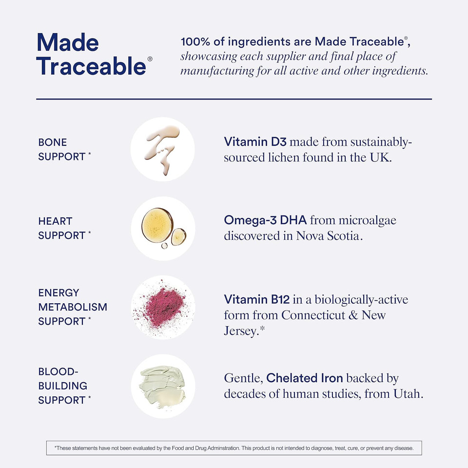 Ritual Multivitamin For Women 18+ With Vitamin D3 For Immune Support*, Vegan Omega 3 Dha, B12, Iron, Gluten Free, Non Gmo, Usp Verifed, 30 Day Supply, 60 Capsules