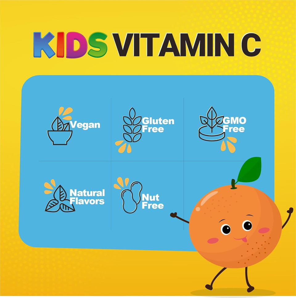 Doctors Finest Vitamin C Gummies For Kids  Vegan, Gmo Free & Gluten Free  Great Tasting Orange Flavor Pectin Chews  Kids Dietary Supplement  250Mg Of Vitamin C  90 Jellies [45 Doses]