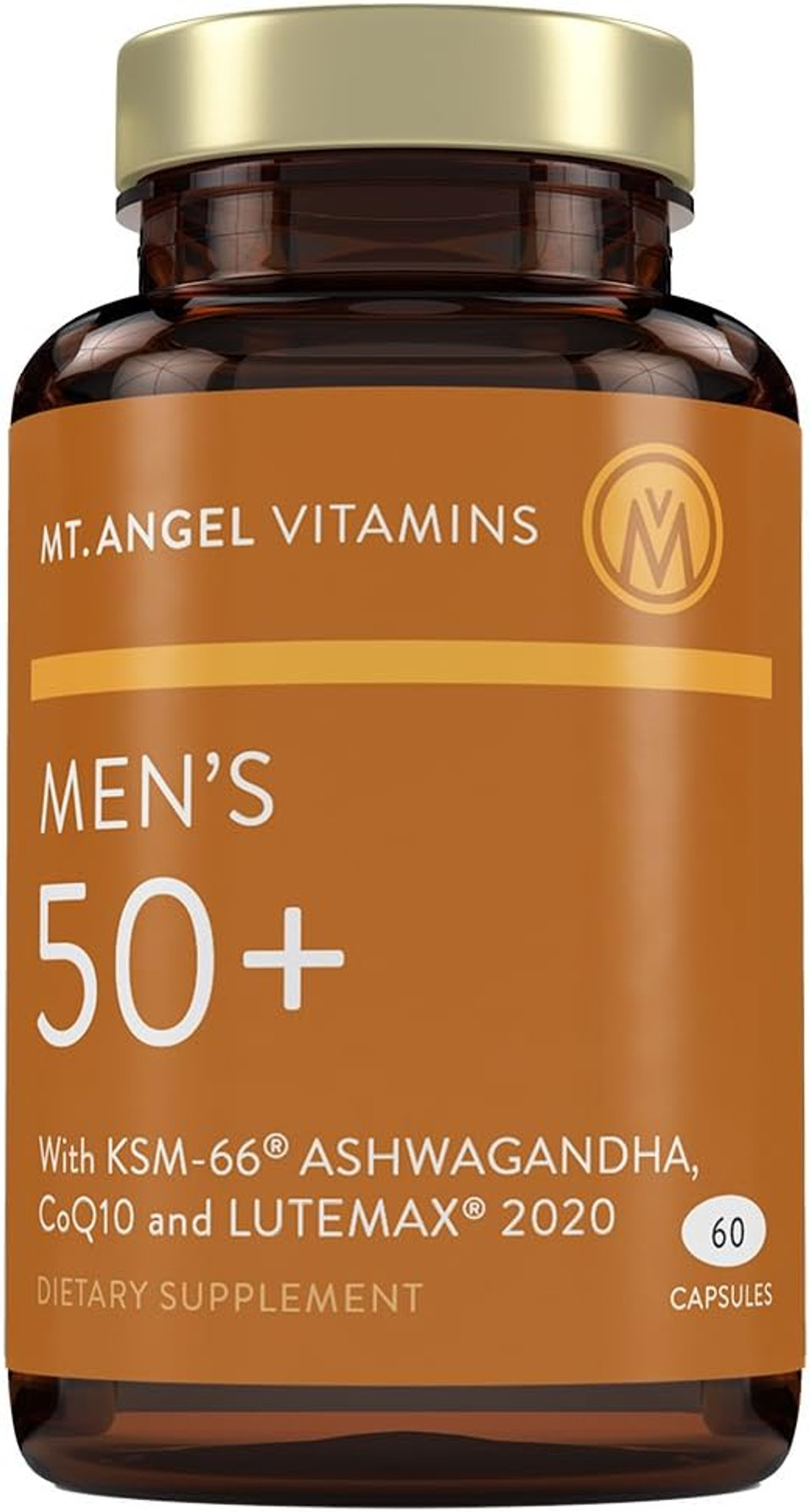 Mt. Angel Vitamins - Daily Mens Multivitamin 50+ Adult Formula With Iron, Calcium, Ksm-66 Ashwaganda, And A Potent Proprietary Herbal Blend Of The Best Mens Vitamins - 60 Count Capsules