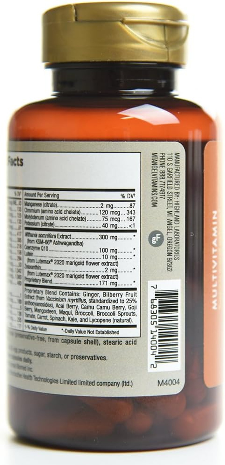Mt. Angel Vitamins - Daily Mens Multivitamin 50+ Adult Formula With Iron, Calcium, Ksm-66 Ashwaganda, And A Potent Proprietary Herbal Blend Of The Best Mens Vitamins - 60 Count Capsules