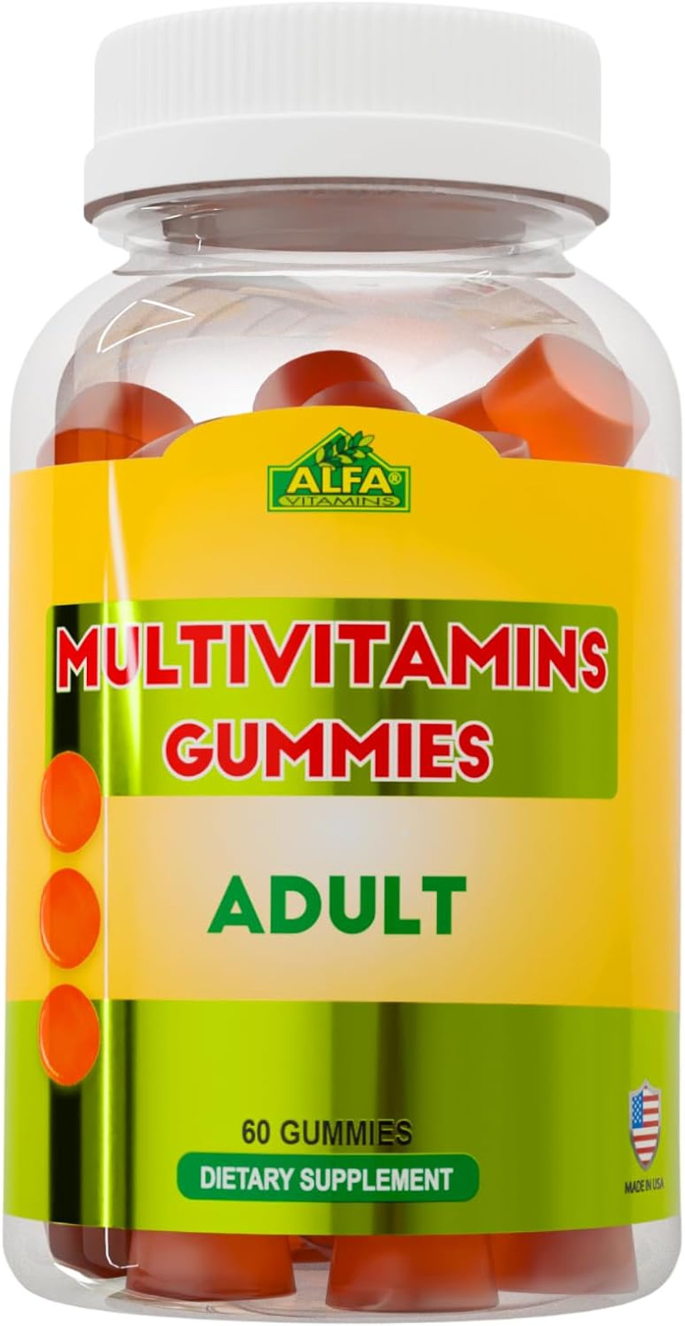 Alfa Vitamins Multivitamins For Adults Supports Cellular Energy Production - Essential Daily Vitamins & Minerals - Immune System Booster - Natural Orange Flavor (60 Gummies)