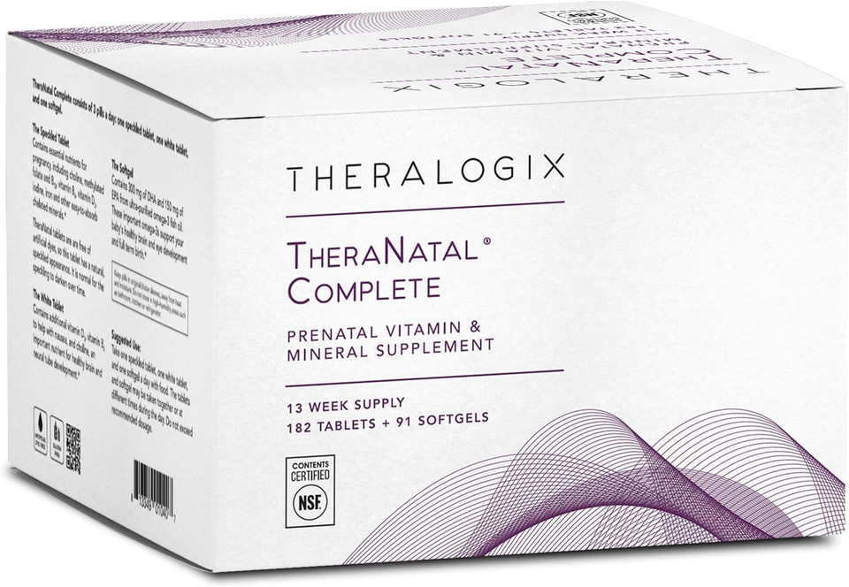 Theralogix Theranatal Complete Prenatal Vitamin Supplement - 91-Day Supply - With Dha, Vitamin D3, Folate, Iodine, Choline, Iron, Vitamin B6 & More - Nsf Certified - 182 Tablets & 91 Softgels