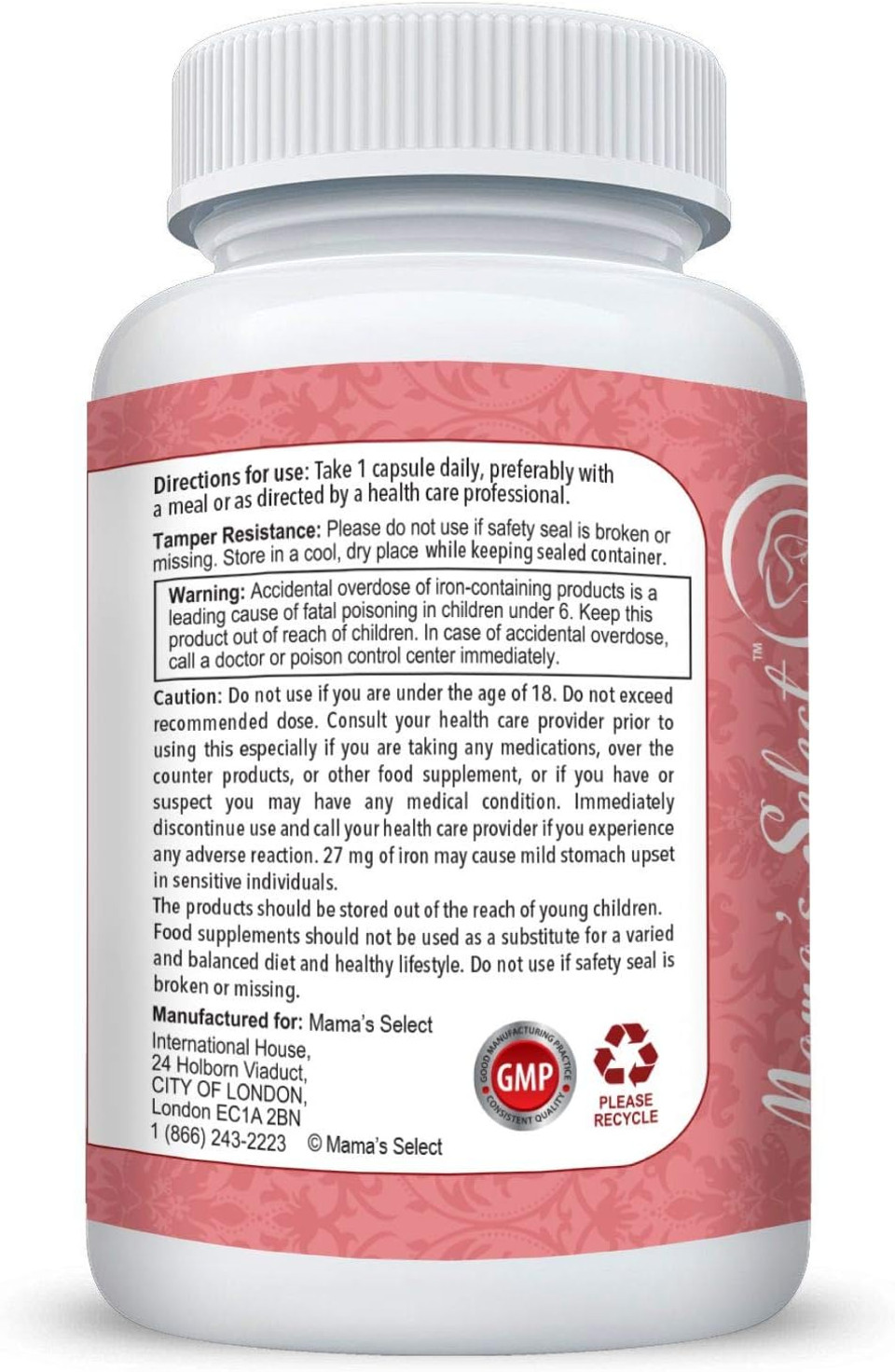 Mamaã¢ÂS Select Prenatal Plus, Natural Prenatal Vitamins For Women, 1 A Day Serving, Methylfolate Complete Vitamins For Pregnant Women And Women Trying To Conceive - Easy To Swallow - 90 Veggie Capsules