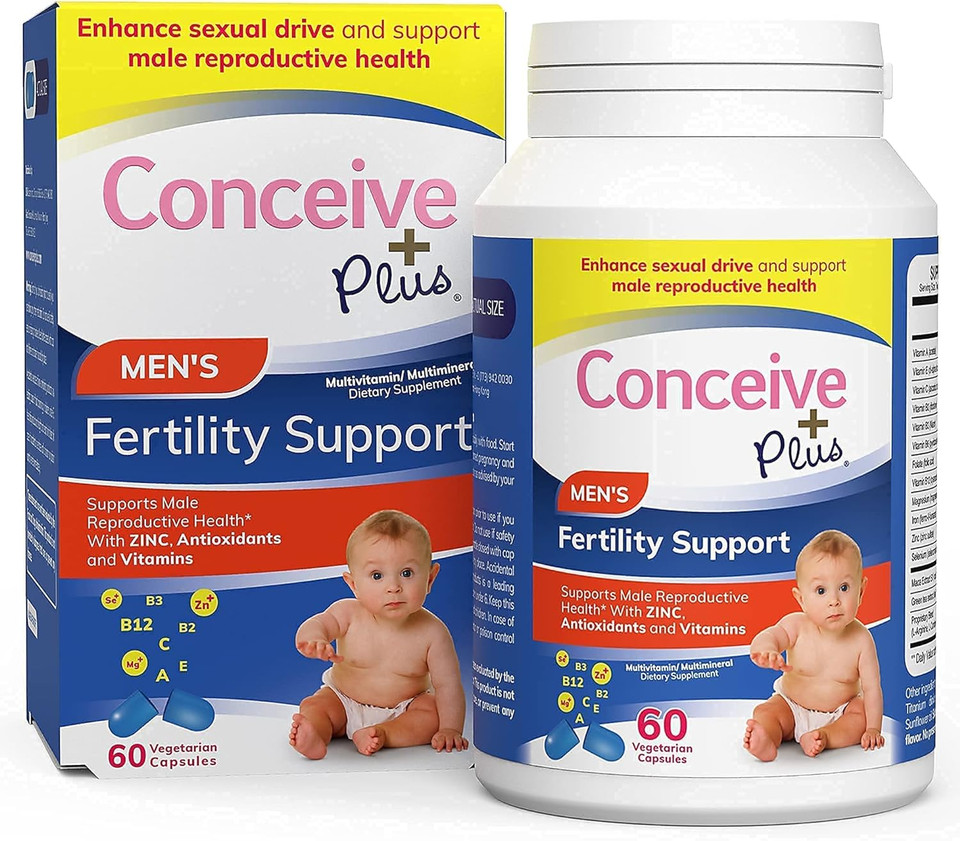 Conceive Plus Mens Fertility Bundle | 3 Months Supply Fertility Vitamin Supplements For Men 3 X 60 Count And Fertility Lubricant 2.5 Ounce