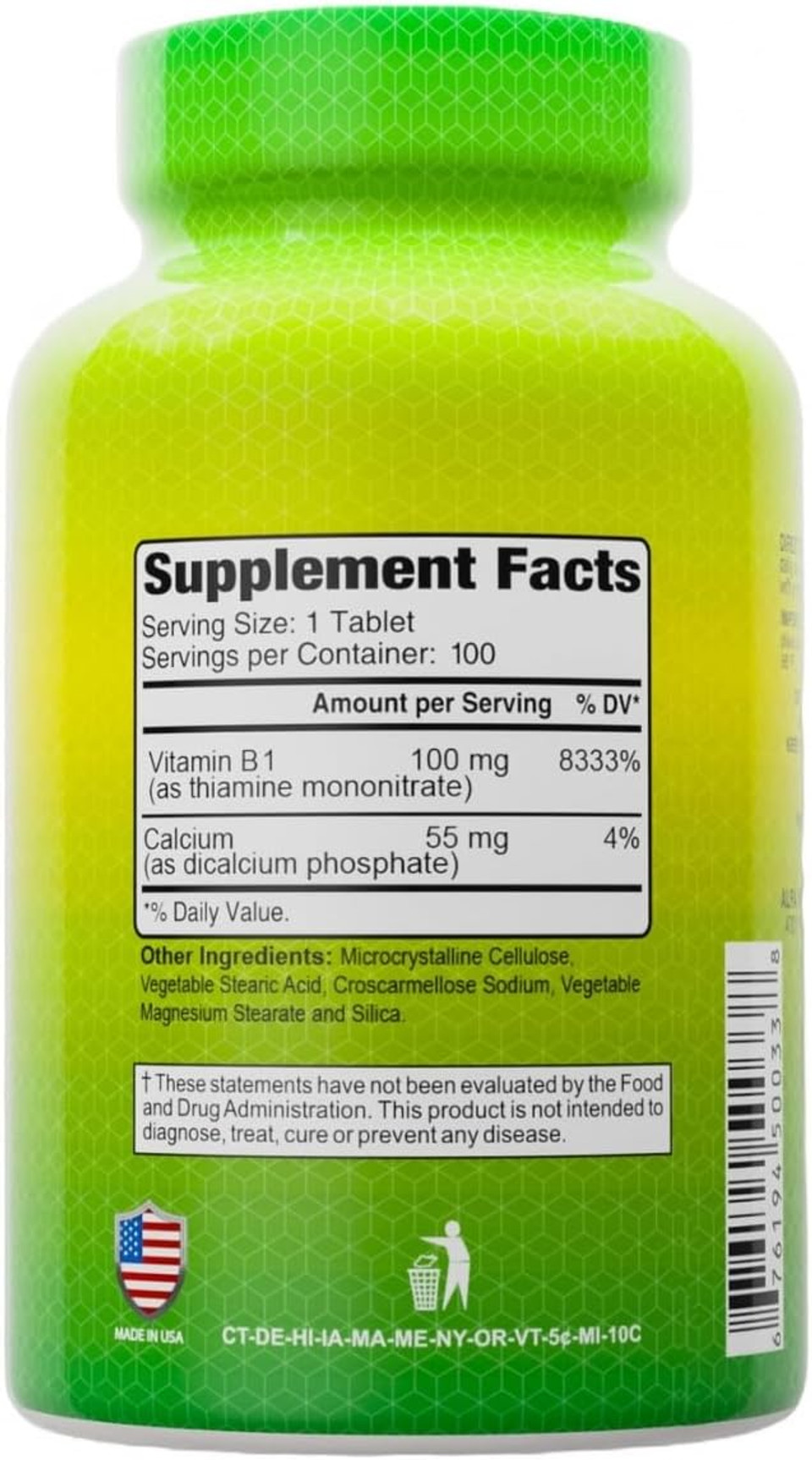 Alfa Vitamins Vitamin B-1 100 Mg 100 Tablets. Thiamine Alfa Vitamins Vitamin B-1 100 Mg 100 Tablets. Thiamine