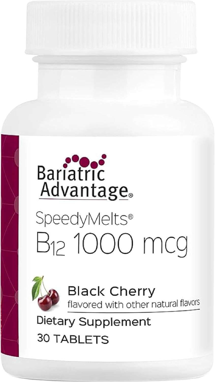 Bariatric Advantage B-12 Speedy Melts, Vitamin B12 1000 Mcg Supplement, Fast Melting With 200 Mcg Of Folic Acid For Nutritional Support - Black Cherry, 30 Count