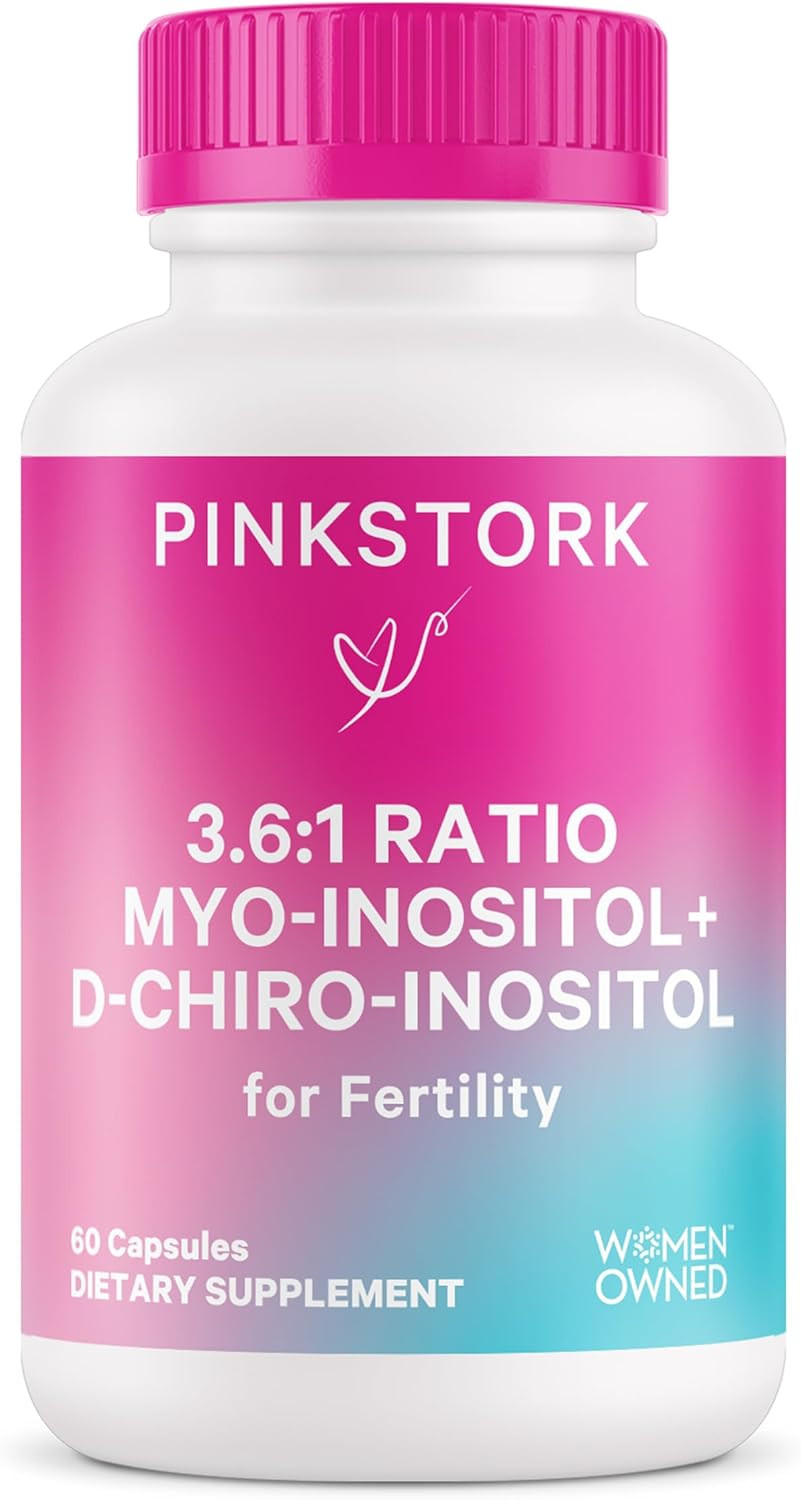 Pink Stork Myo-Inositol & D-Chiro Inositol: 3.6:1 Blend To Support Fertility, Hormone Balance For Women - Ovarian Function, Ovulation, Conception, And Period Support Supplement - 60 Capsules