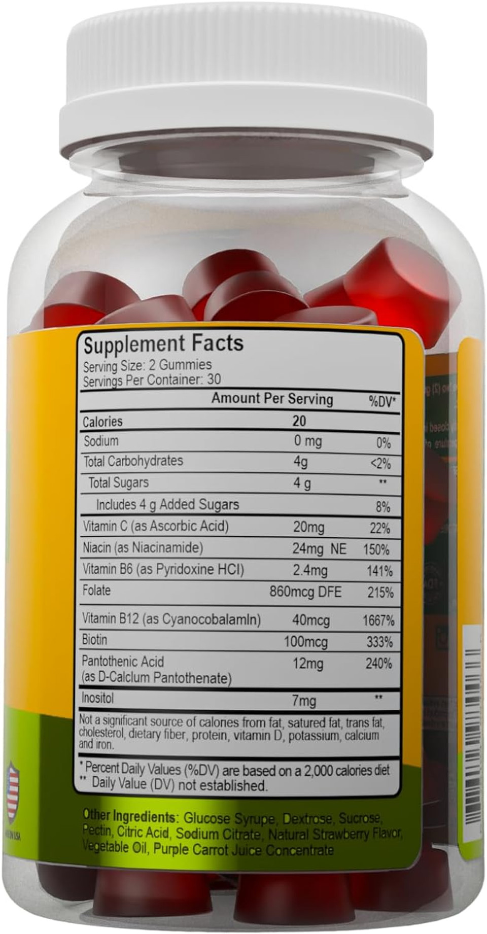 Alfa Vitamins Vitamin B Complex Gummies With Vitamin B12, B7 As Biotin, B6, B3 As Niacin, B5, B6, B8, B9 As Folate For Stress, Energy, Nerve Function And Healthy Immune System - 60 Gummies