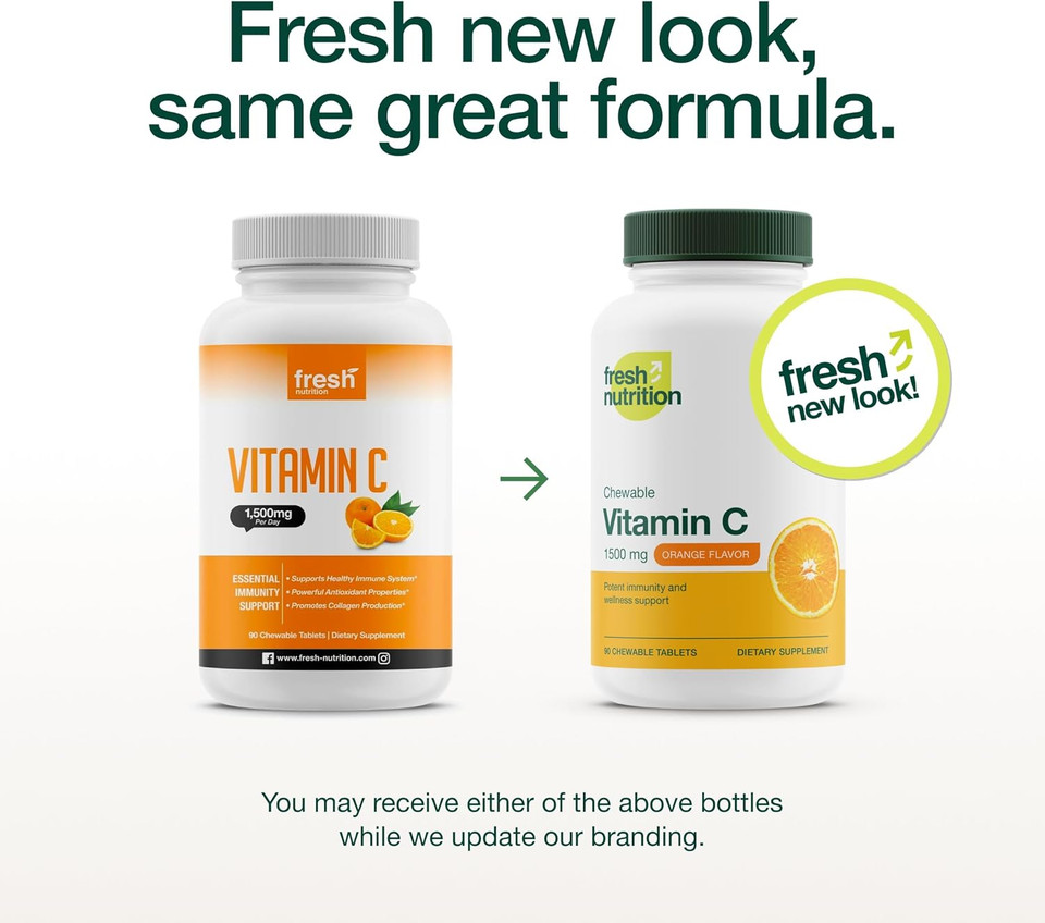 Vitamin C Chewables - Powerful 1500Mg Per Day Immune Support - All Natural Tasty Vit C Supplement - Vegan Friendly, Non-Gmo, Gluten & Soy Free - 90 Chewable Tablets