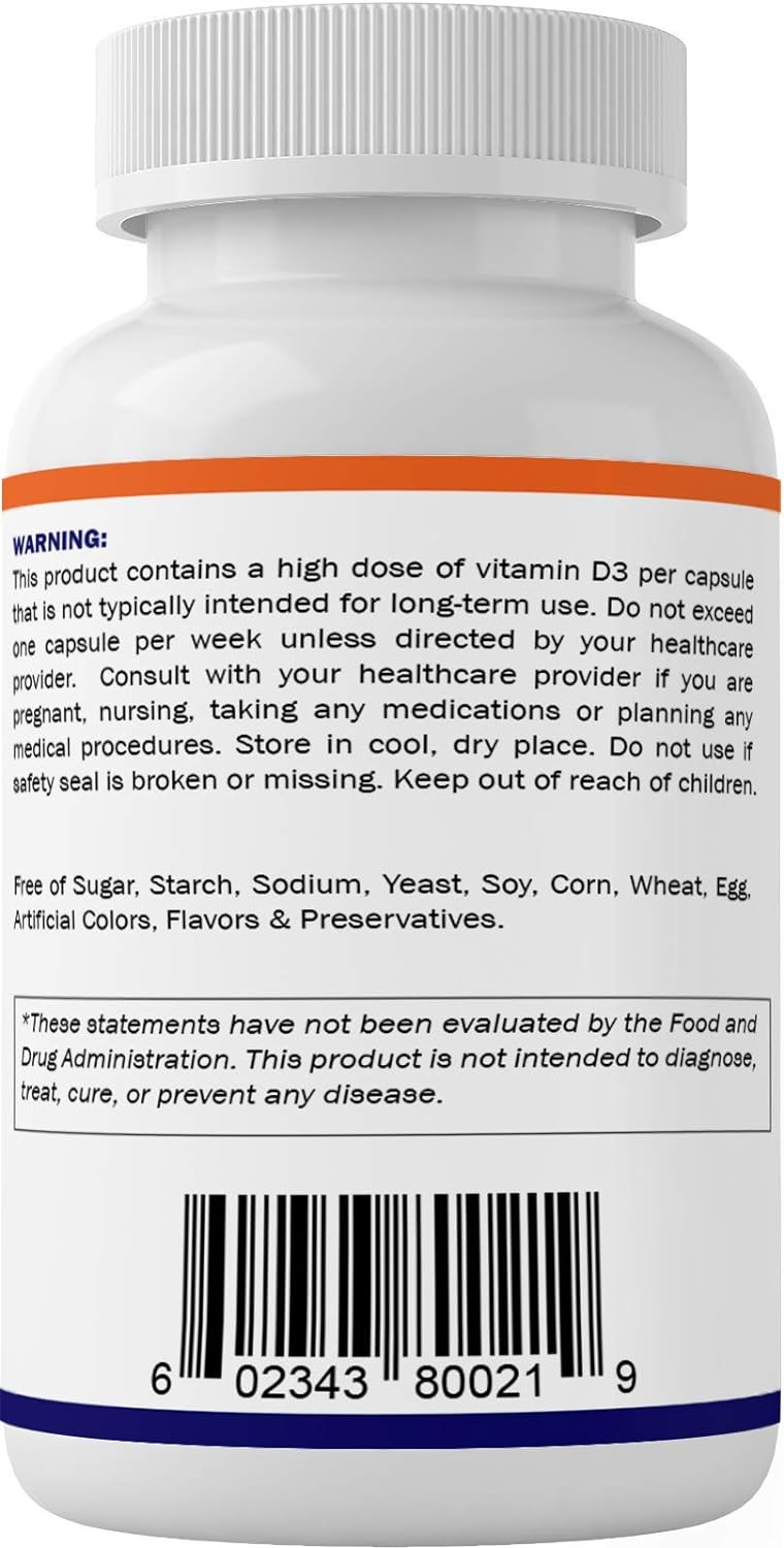 Vitamatic Vitamin D3 50,000 Iu (As Cholecalciferol), Once Weekly Dose, 1250 Mcg, 60 Veggie Capsules 1 Year Supply, Progressive Formula Helping Vitamin D Deficiencies (60 Count (Pack Of 1))