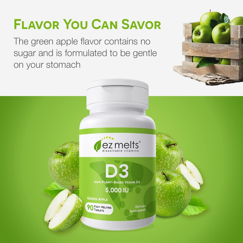 Ez Melts Dissolvable Vitamin D3 5,000 Iu, Sugar-Free, 3-Month Supply